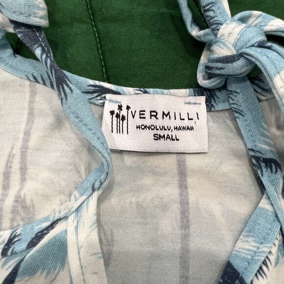 Vermilli Hawaii Girls Small Blue Bells Palm Tree Modal Romper - Picture 3 of 6